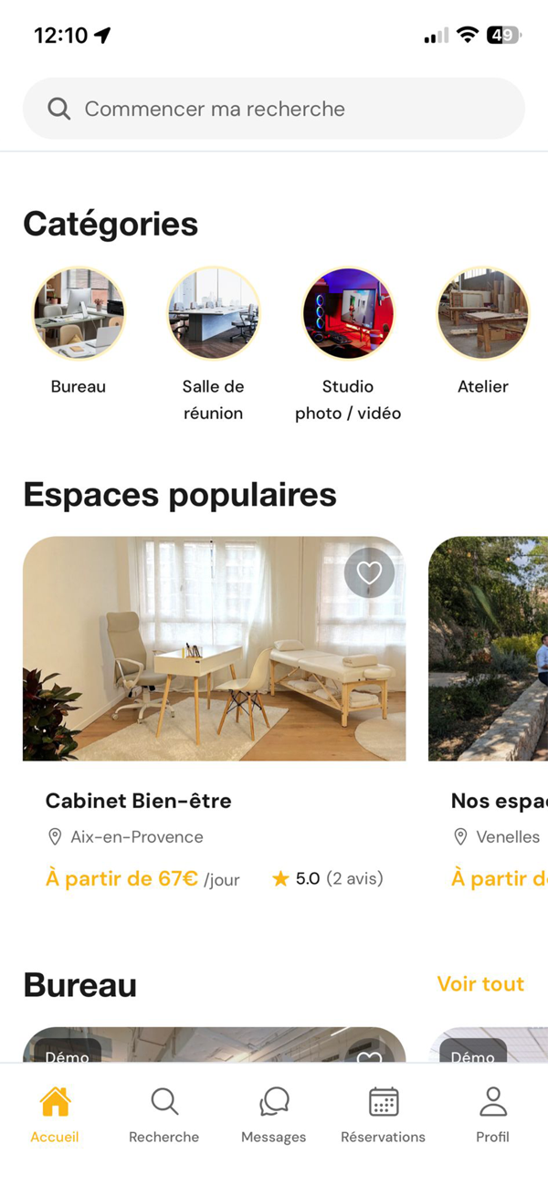 Accueil de l’application mobile eelok